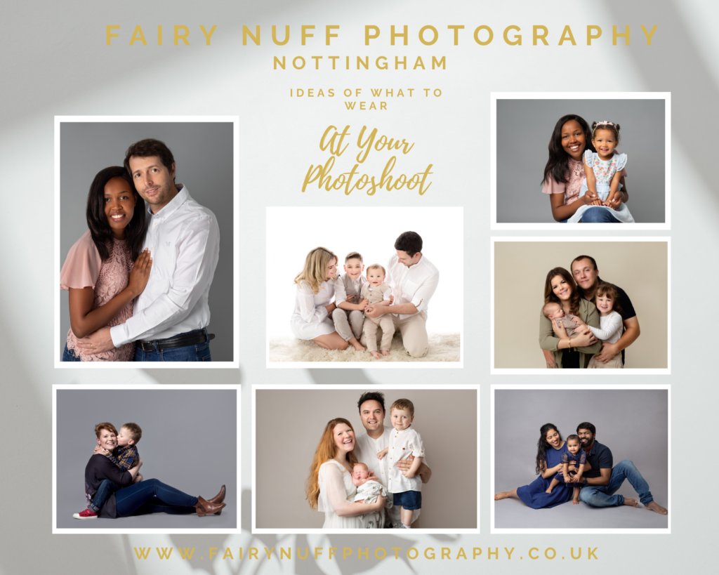 Mood board and ideas of outfits to wear to your photography session at Fairy Nuff Photography Nottingham